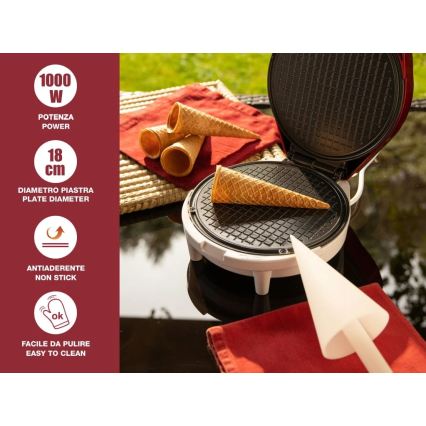 Beper - 2 u 1 aparat za vafle 1000 W/230 V, crveni