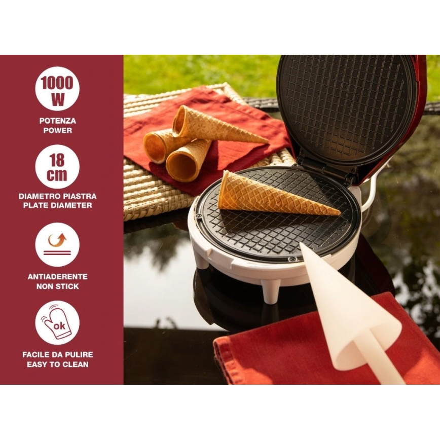 Beper - 2 u 1 aparat za vafle 1000 W/230 V, crveni