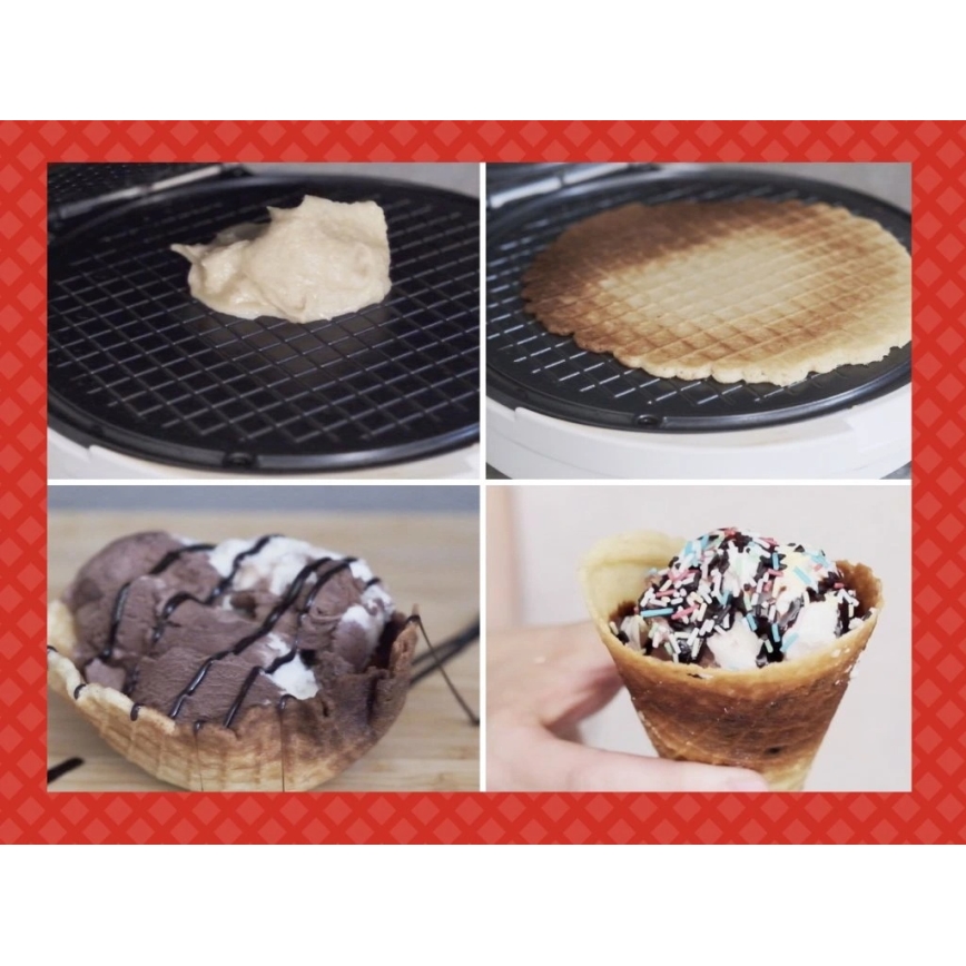 Beper - 2 u 1 aparat za vafle 1000 W/230 V, crveni