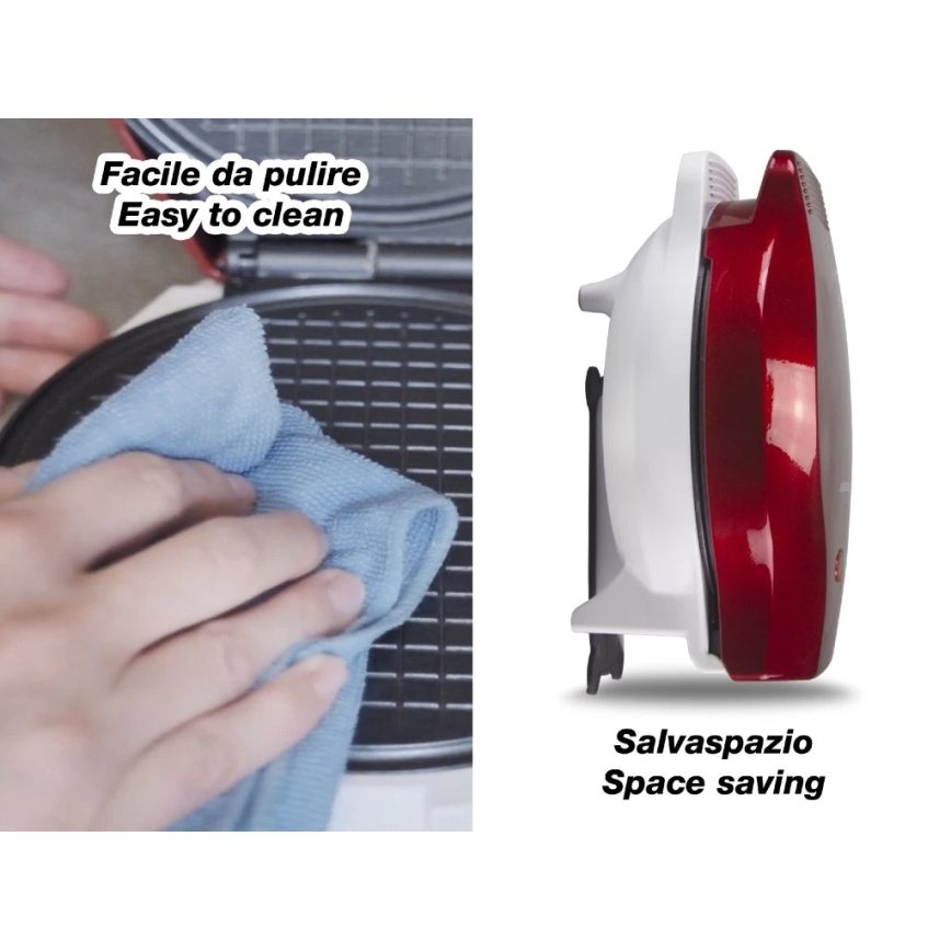 Beper - 2 u 1 aparat za vafle 1000 W/230 V, crveni