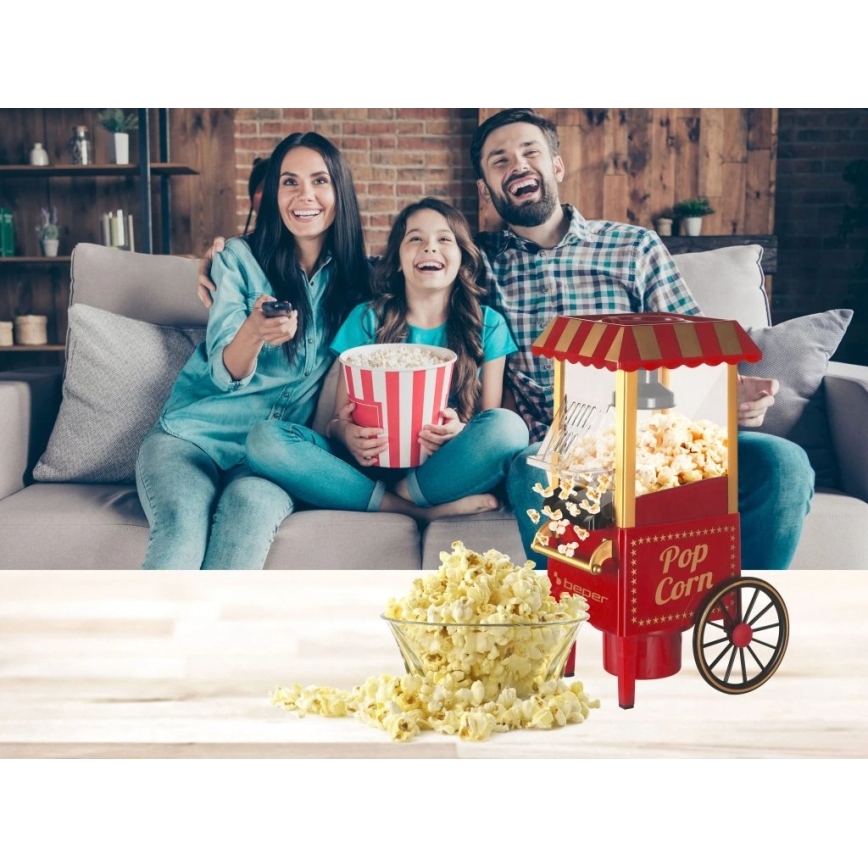 Beper - Aparat za kokice 1200W/230V crveni