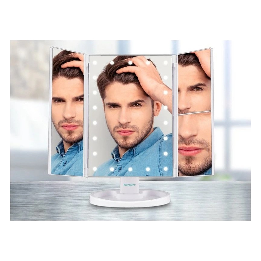 Beper - Kozmetičko ogledalo s LED osvjetljenjem 4xAAA/5V