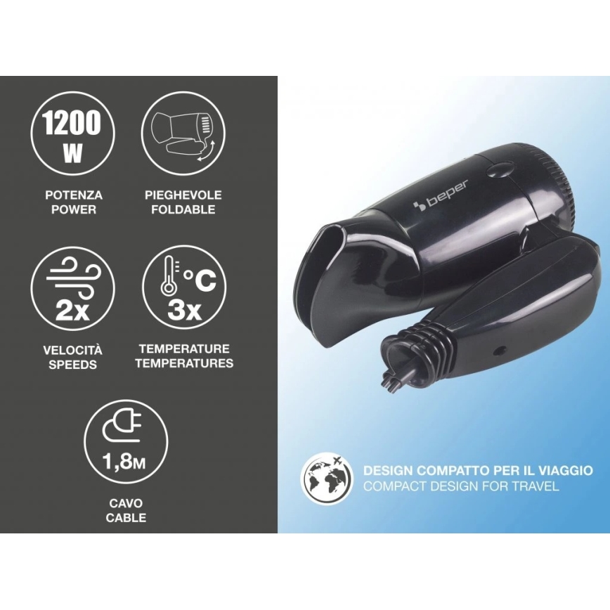 Beper - Putno sušilo za kosu 1200 W/230 V