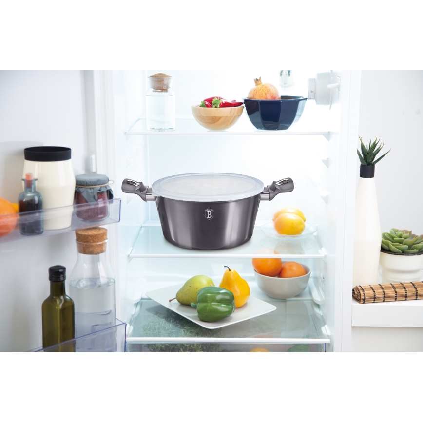 BerlingerHaus - Lonac s mramornom površinom + poklopac  28 cm crna