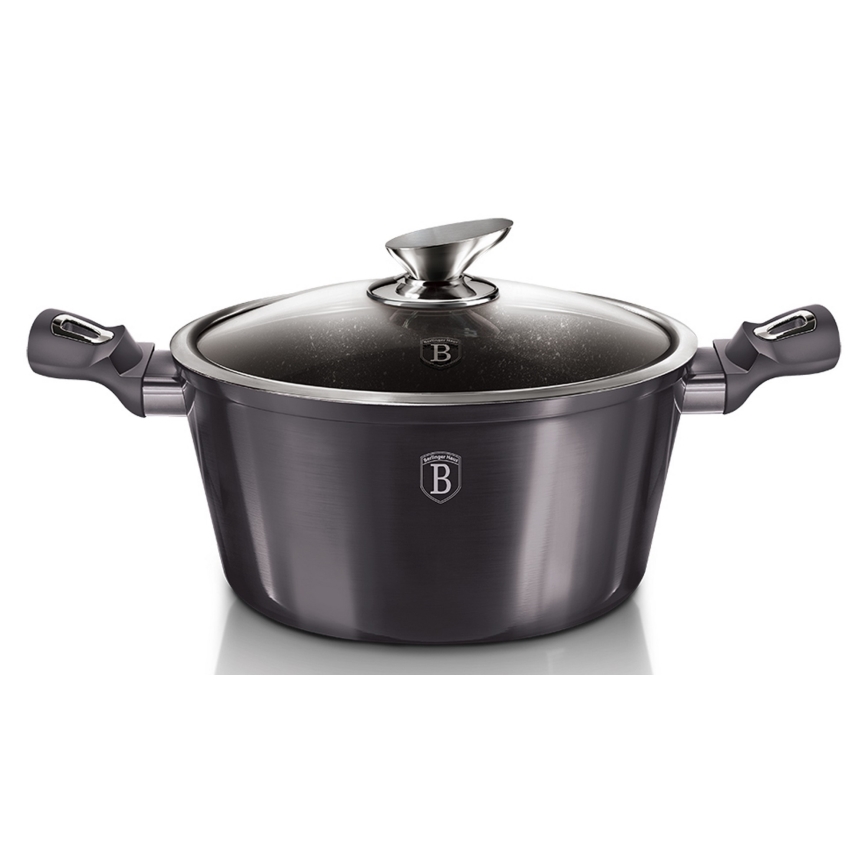BerlingerHaus - Lonac s mramornom površinom + poklopac  28 cm crna