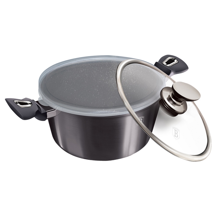 BerlingerHaus - Lonac s mramornom površinom + poklopac  28 cm crna