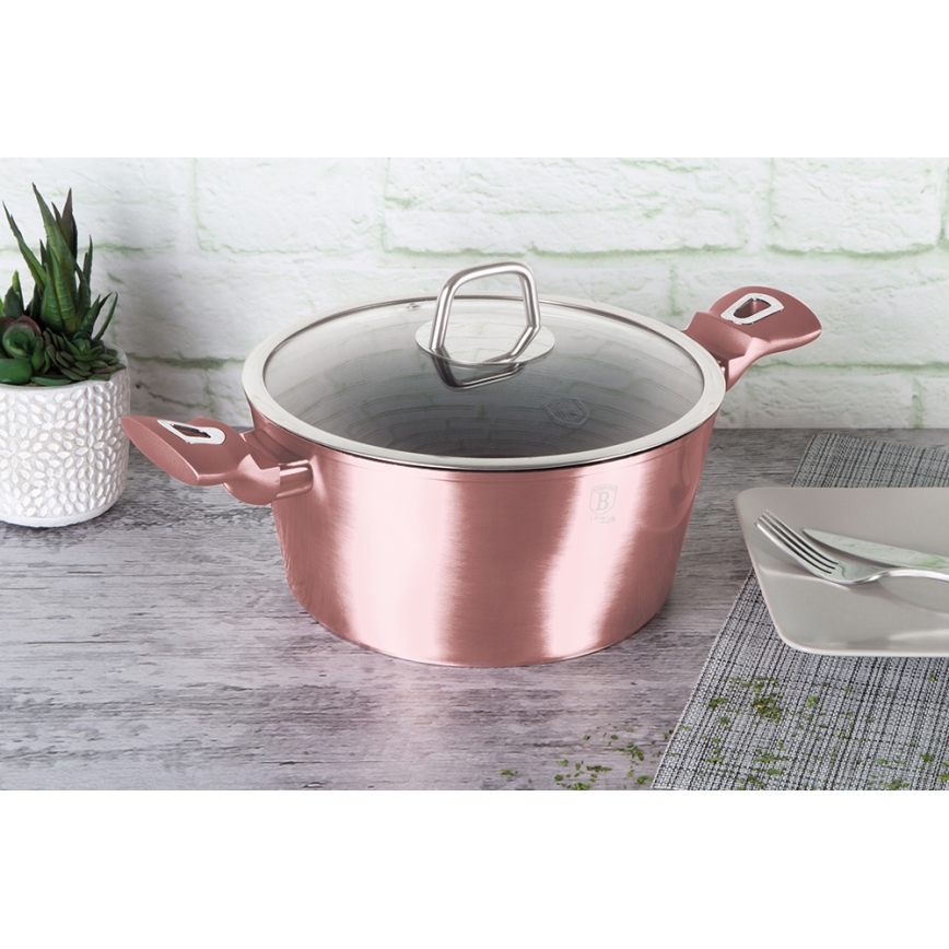 BerlingerHaus - Lonac s površinom od titanija + poklopac 24 cm rose gold