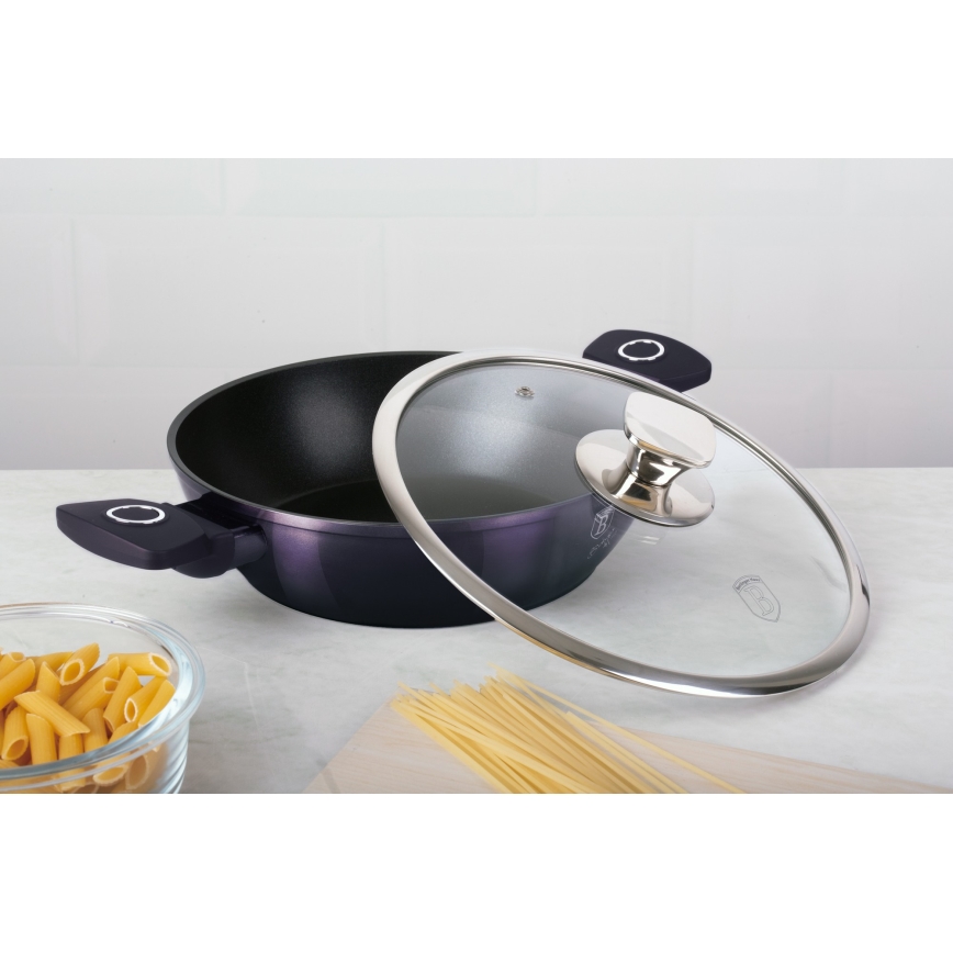BerlingerHaus - Plitki lonac s titanijevom površinom + poklopac 24 cm ljubičasta