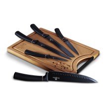 BerlingerHaus - Set noževa od nehrđajućeg čelika s daskom za rezanje od bambusa 6 kom crna