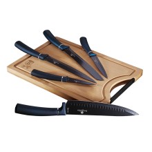 BerlingerHaus - Set noževa od nehrđajućeg čelika s daskom za rezanje od bambusa 6 kom plava/crna
