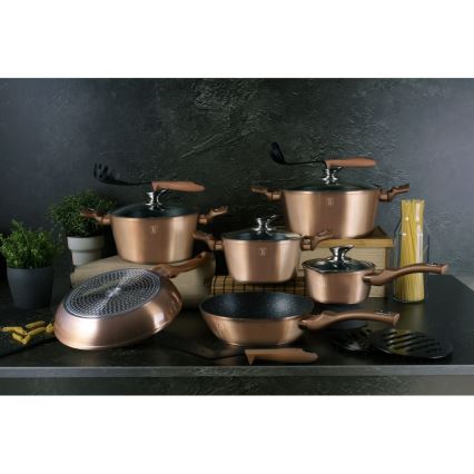 BerlingerHaus - Set posuđa s mramornom površinom 15 kom rose gold