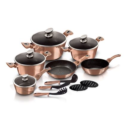 BerlingerHaus - Set posuđa s mramornom površinom 15 kom rose gold
