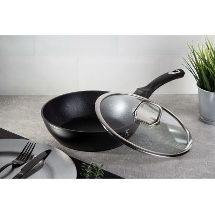 BerlingerHaus - Tava s mramornom površinom + poklopac 24 cm crna/nehrđajući čelik