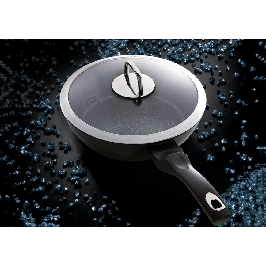 BerlingerHaus - Tava s mramornom površinom + poklopac 24 cm crna/nehrđajući čelik