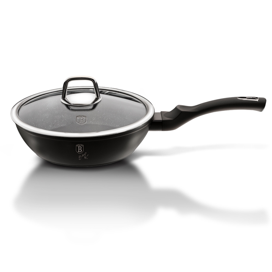 BerlingerHaus - Tava s mramornom površinom + poklopac 24 cm crna/nehrđajući čelik