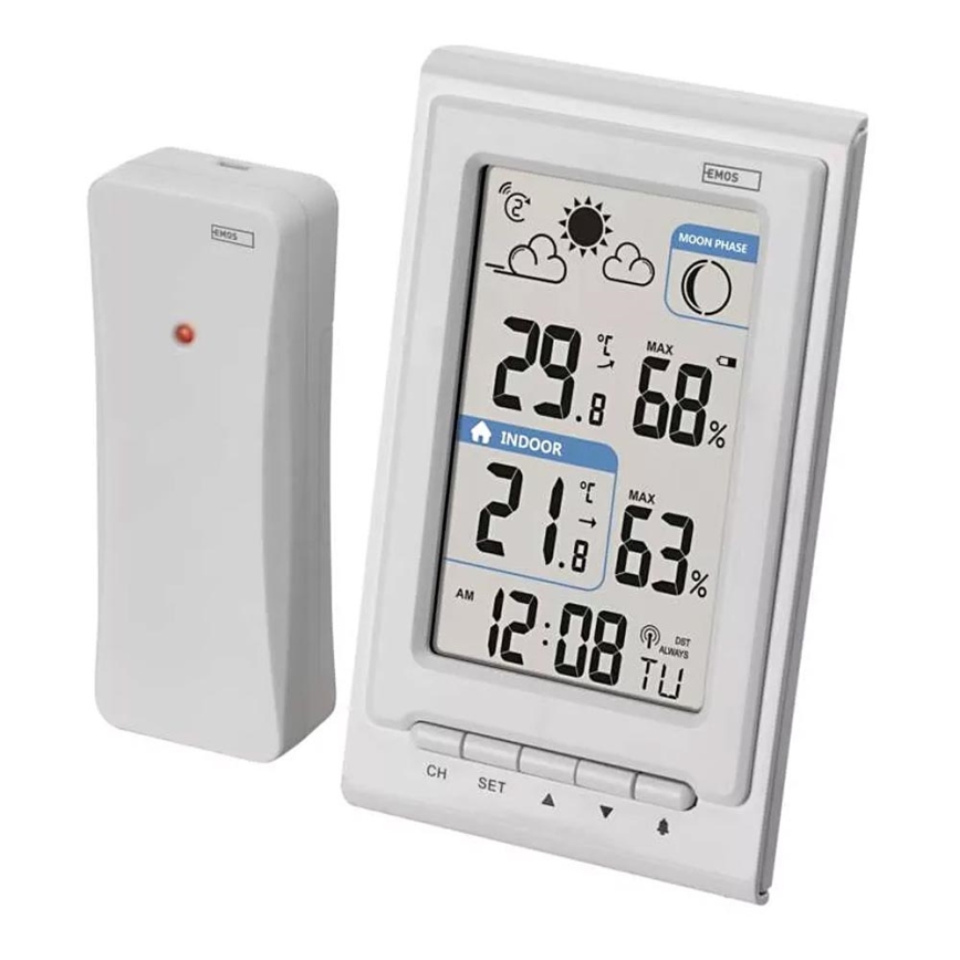 Bežična meteorološka stanica s budilicom 2xAAA + 2xAA bijela