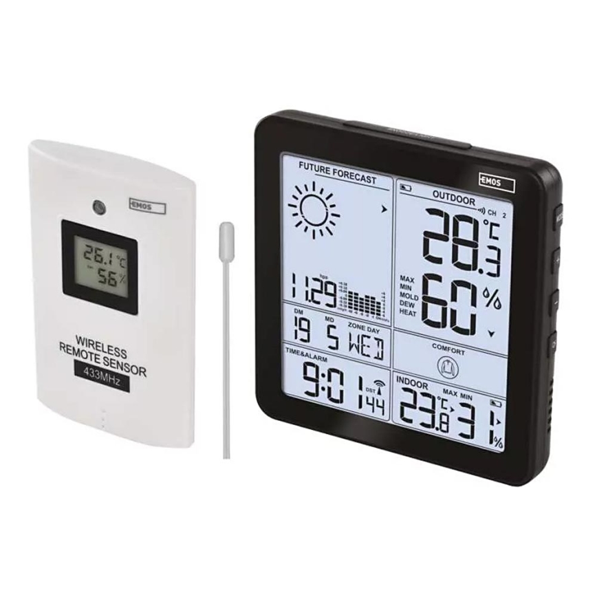 Bežična meteorološka stanica s budilicom 3xAA + 2xAAA crna