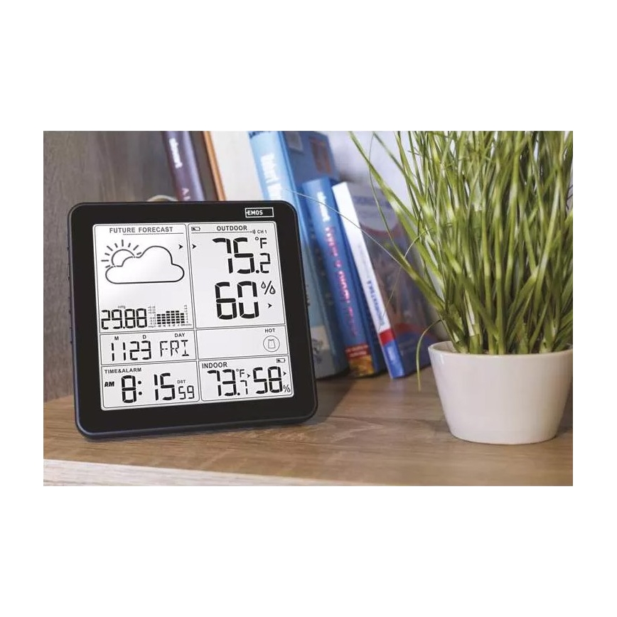 Bežična meteorološka stanica s budilicom 3xAA crna