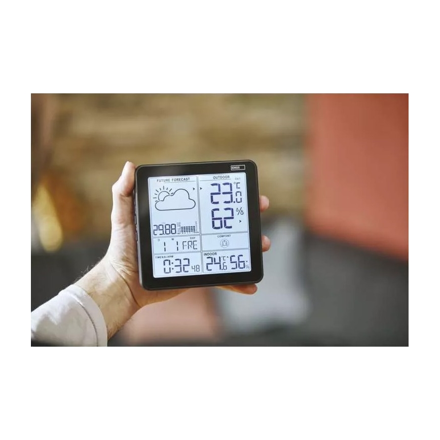 Bežična meteorološka stanica s budilicom 3xAA crna