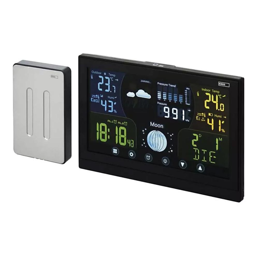 Bežična meteorološka stanica s budilicom 3xAAA/5V + 2xAAA crna