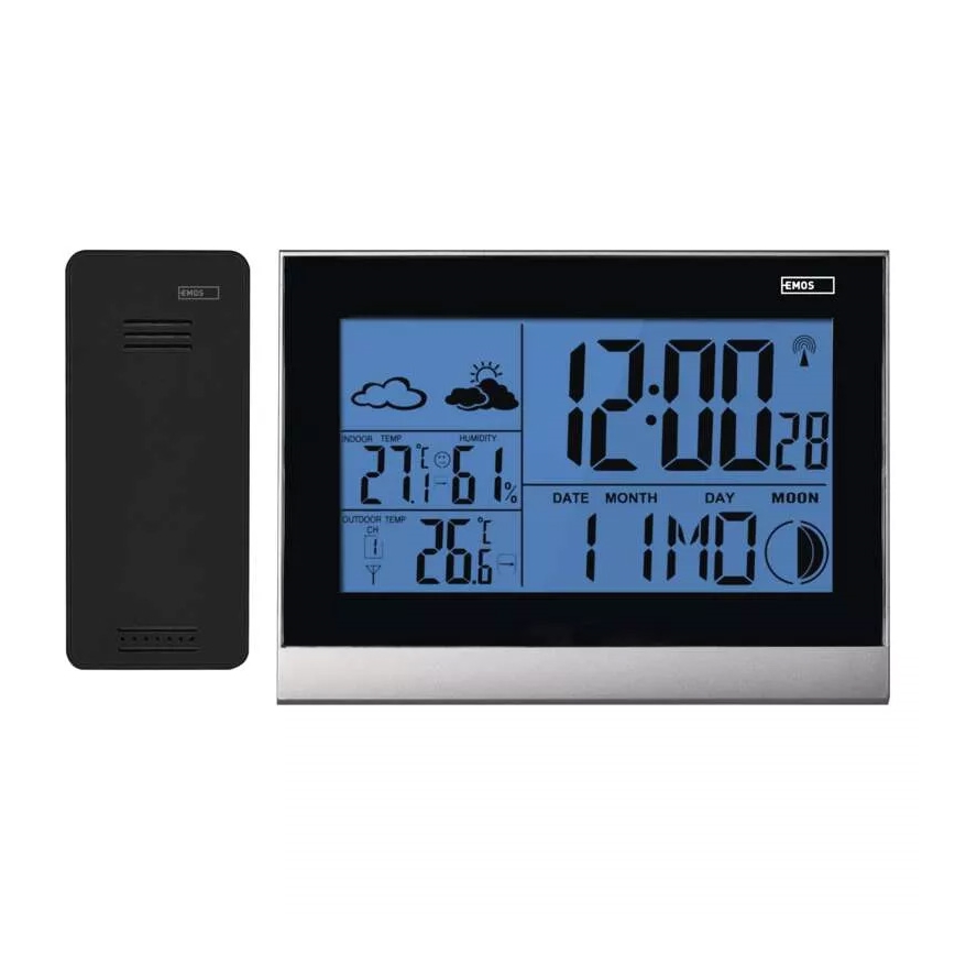 Bežična meteorološka stanica s budilicom 3xAAA crna