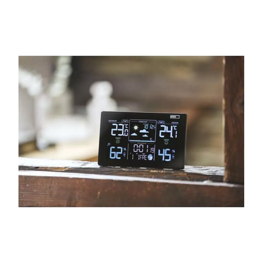Bežična meteorološka stanica s budilicom 3xAAA crna