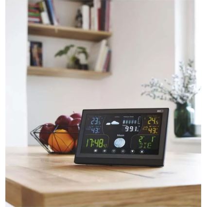 Bežična meteorološka stanica s budilicom 3xAAA/5V + 2xAAA crna