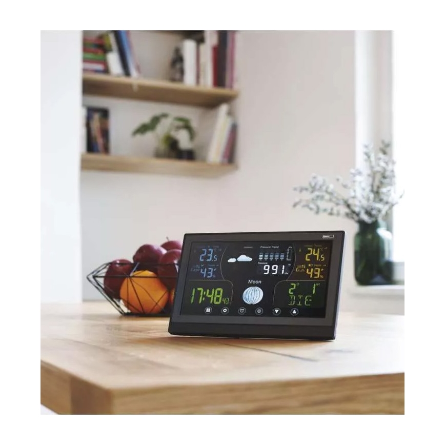Bežična meteorološka stanica s budilicom 3xAAA/5V + 2xAAA crna