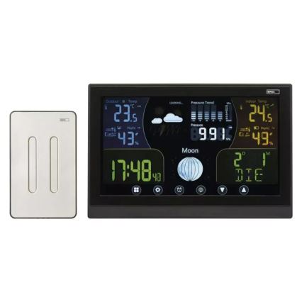 Bežična meteorološka stanica s budilicom 3xAAA/5V + 2xAAA crna