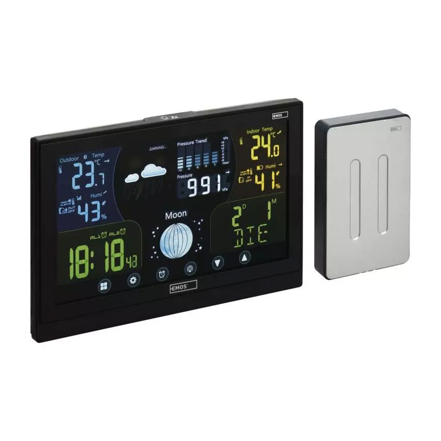 Bežična meteorološka stanica s budilicom 3xAAA/5V + 2xAAA crna