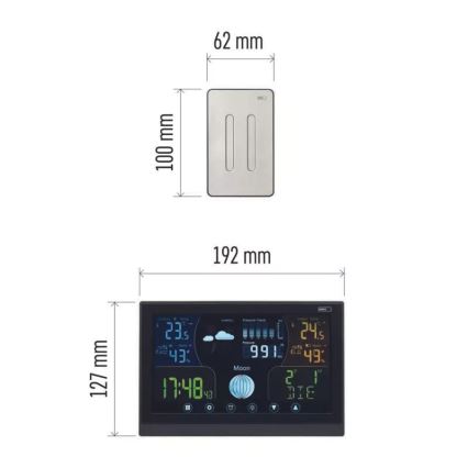 Bežična meteorološka stanica s budilicom 3xAAA/5V + 2xAAA crna