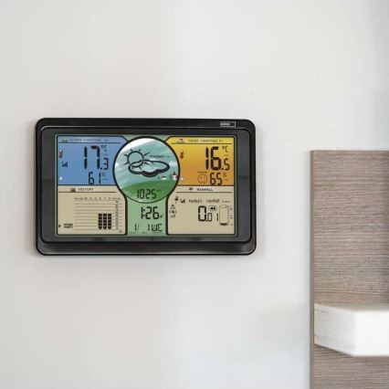 Bežična meteorološka stanica s LCD zaslonom u boji i kišomjerom 3xAAA crna