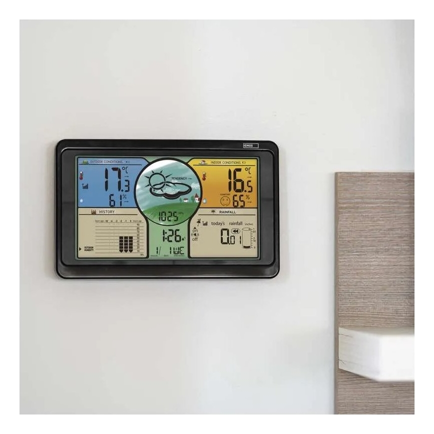 Bežična meteorološka stanica s LCD zaslonom u boji i kišomjerom 3xAAA crna