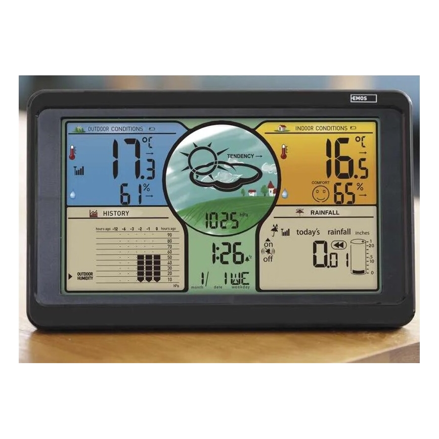 Bežična meteorološka stanica s LCD zaslonom u boji i kišomjerom 3xAAA crna
