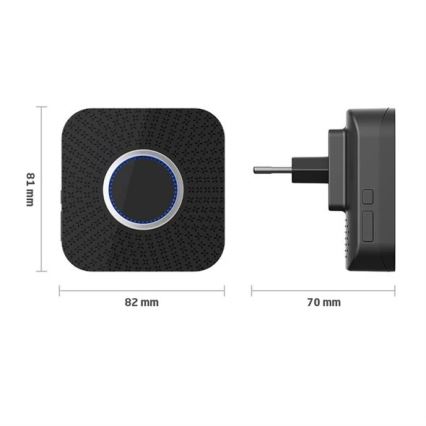 Bežični zvono za utičnicu kinetički 230V crna