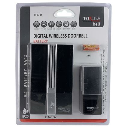 Bežično zvono BELL 1x23A + 2xAA crna
