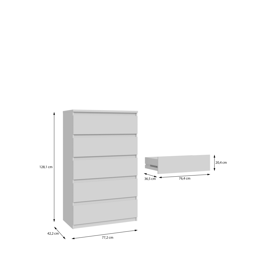 Bijela komoda MAO s ladicama