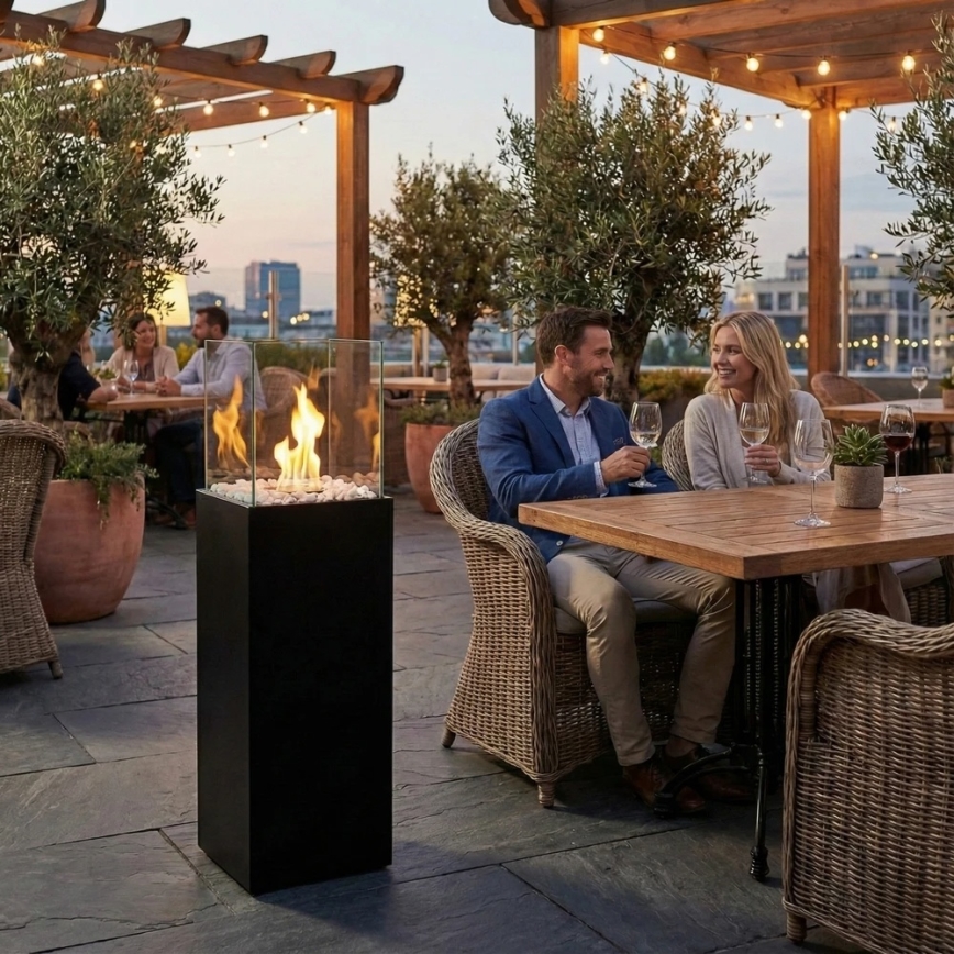 BIO kamin ALICANTE 26,5x80,5 cm 2kW crna + zaštitni pokrov