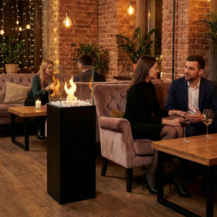 BIO kamin ALICANTE 26,5x80,5 cm 2kW crna + zaštitni pokrov