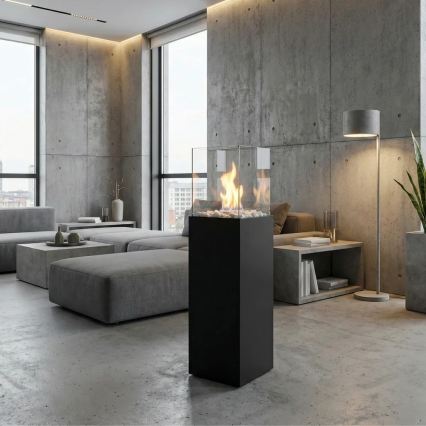 BIO kamin ALICANTE 26,5x80,5 cm 2kW crna + zaštitni pokrov