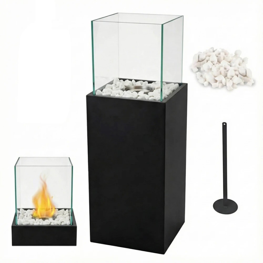 BIO kamin ALICANTE 26,5x80,5 cm 2kW crni