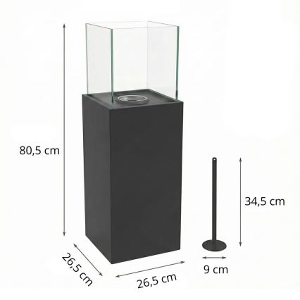 BIO kamin ALICANTE 26,5x80,5 cm 2kW crni