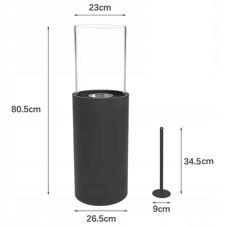 BIO kamin ROMA 26,5x80,5 cm 2kW crna + zaštitni pokrov