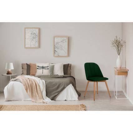 Blagovaonska stolica BAKERI 86x48 cm tamno zelena/svijetli hrast