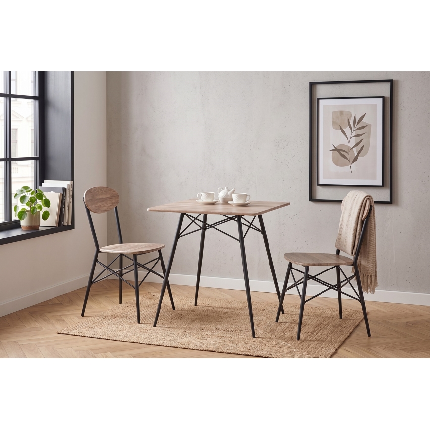 Blagovaonski set KABIR 70x70 cm hrast/crna