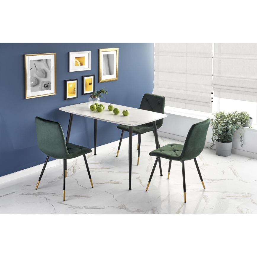 Blagovaonski stol ALARA dekor bijeli mramor/crna