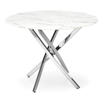 Blagovaonski stol ESTEN 100 cm bijela/srebrna