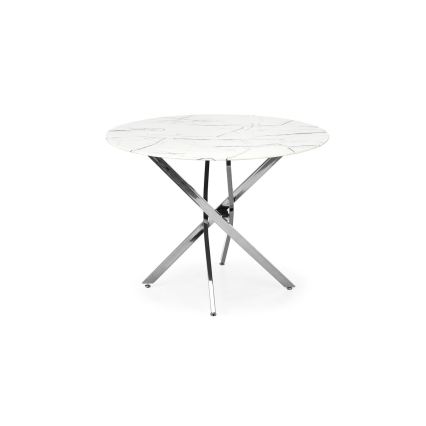 Blagovaonski stol ESTEN 100 cm bijela/srebrna