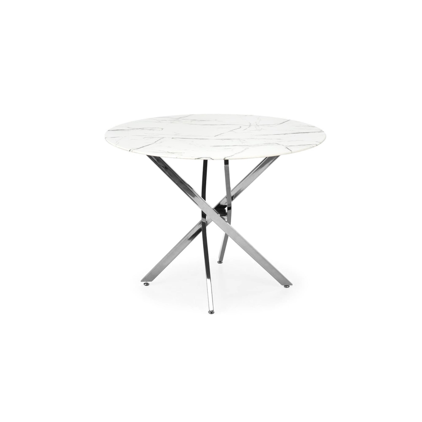 Blagovaonski stol ESTEN 100 cm bijela/srebrna