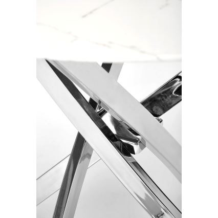 Blagovaonski stol ESTEN 100 cm bijela/srebrna